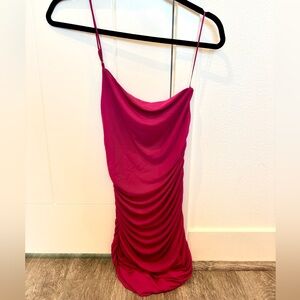 Bright Pink One Shoulder BodyCon Dress